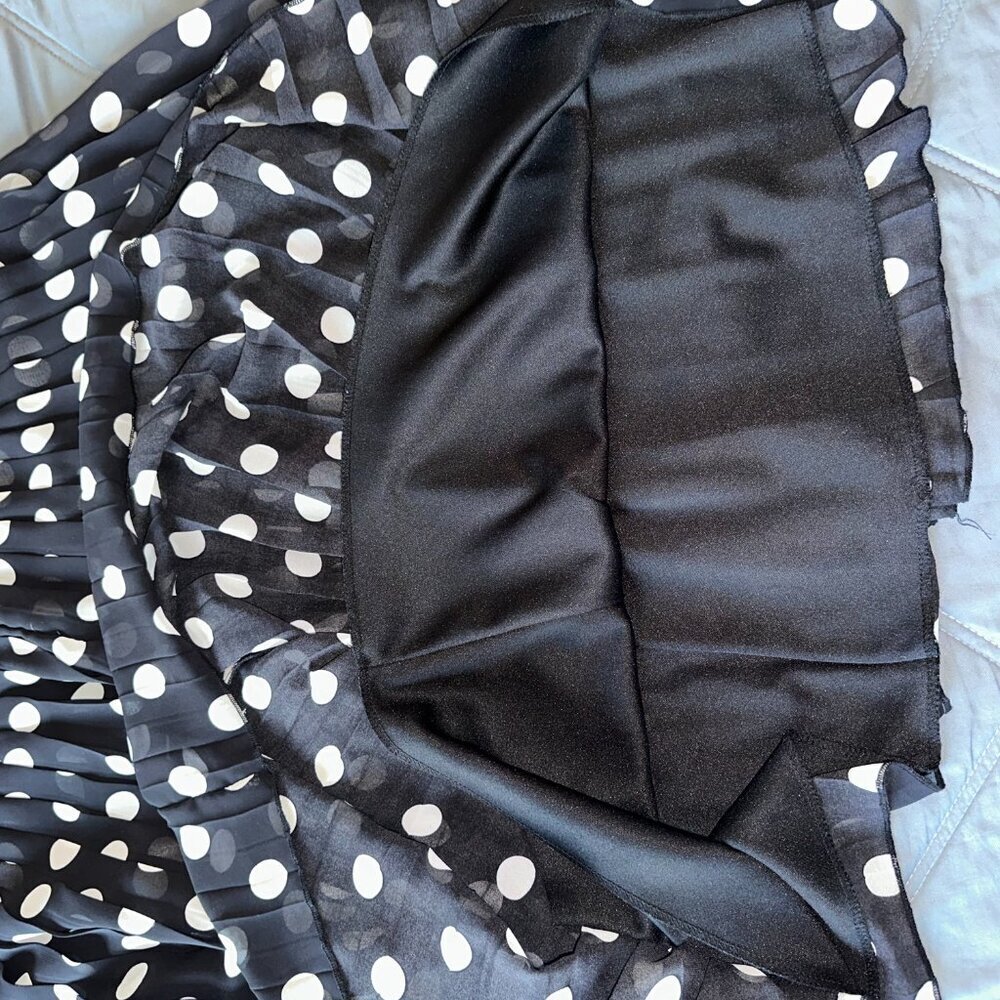 Black & White Pleated Polka Dot Women's Mini Skirt Downeast Large - Picture 9 of 10